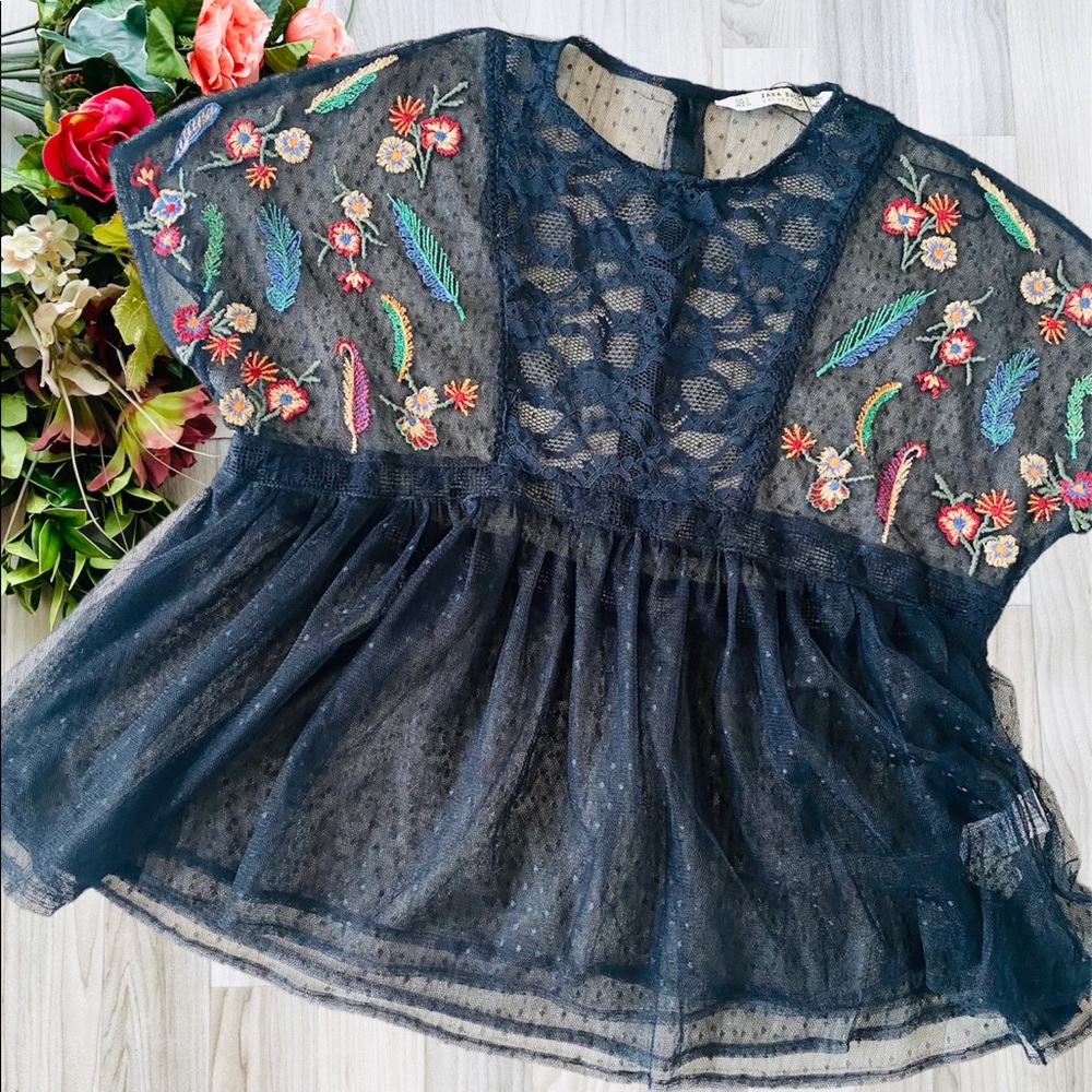 Zara | Floral Mesh Babydoll Top